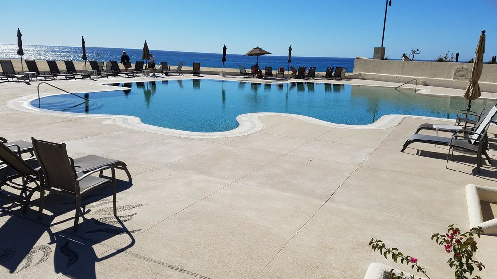 pool and ocean view from terrasol beachfront resort in cabo san lucas