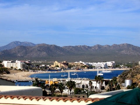 view from roof deck of terrasol beachfront resort hotels in cabo san lucas