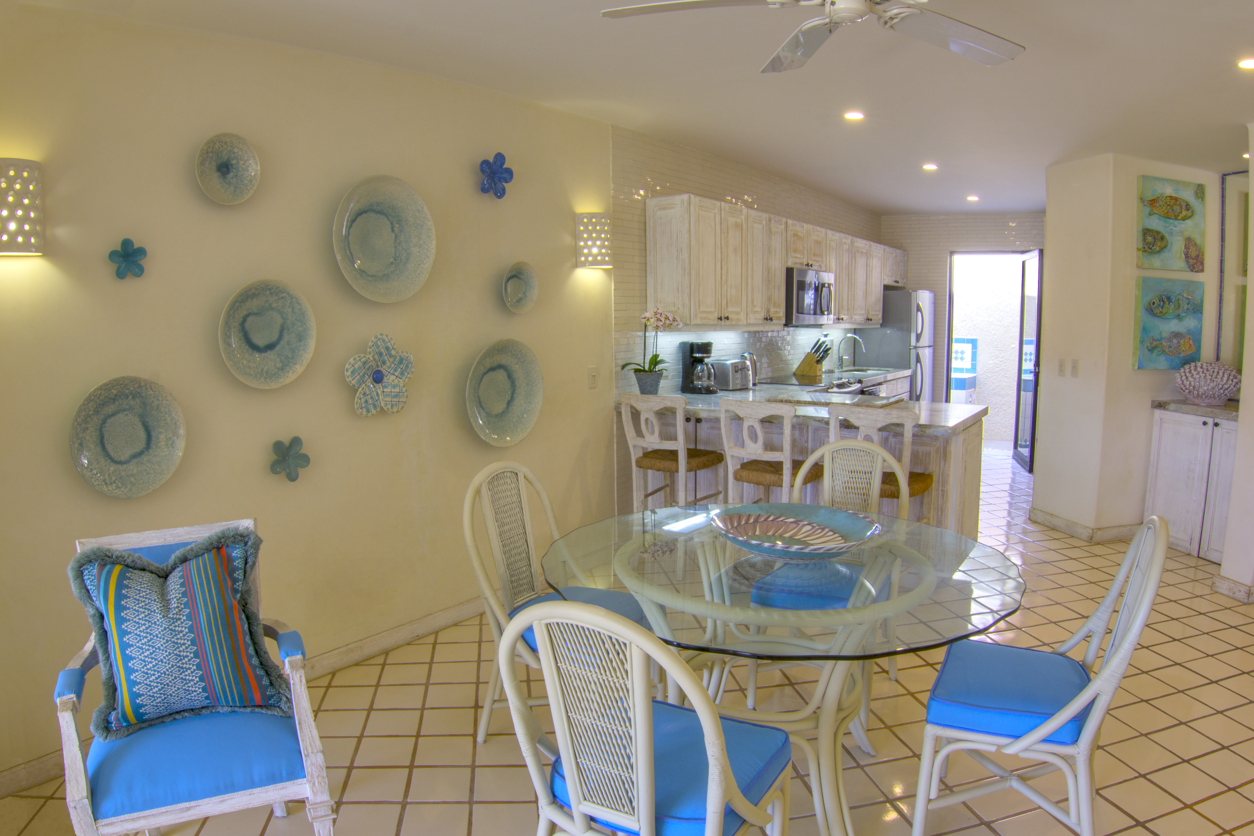 dining area of terrasol beach resort condo for rent in cabo san lucas
