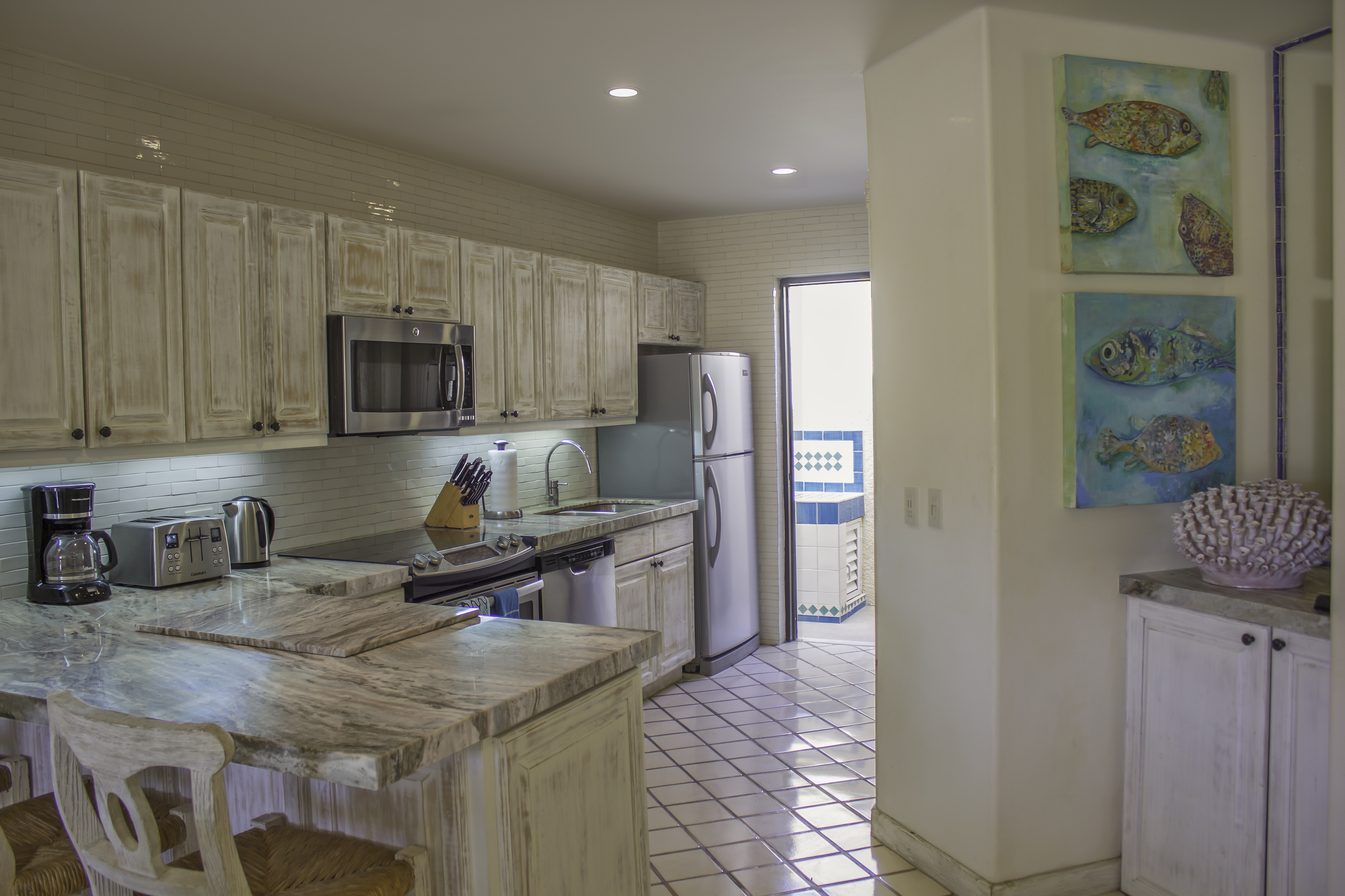 kitchen of terrasol beach resort condo for rent in cabo san lucas