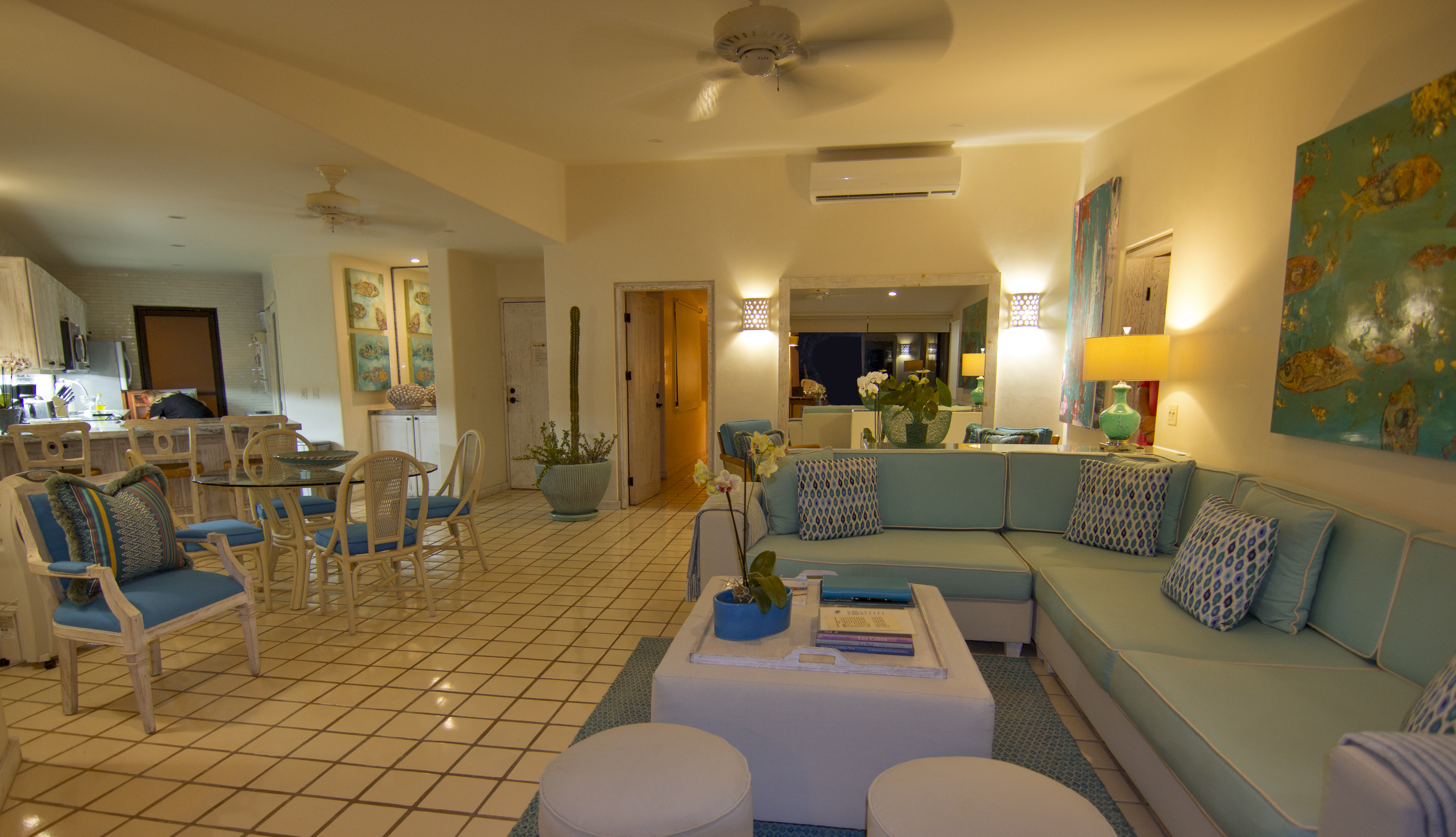 living area of terrasol beach resort rental in cabo san lucas