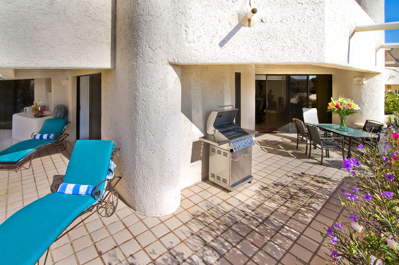 exterior living space of terrasol beachfront resort villa for rent in cabo san lucas