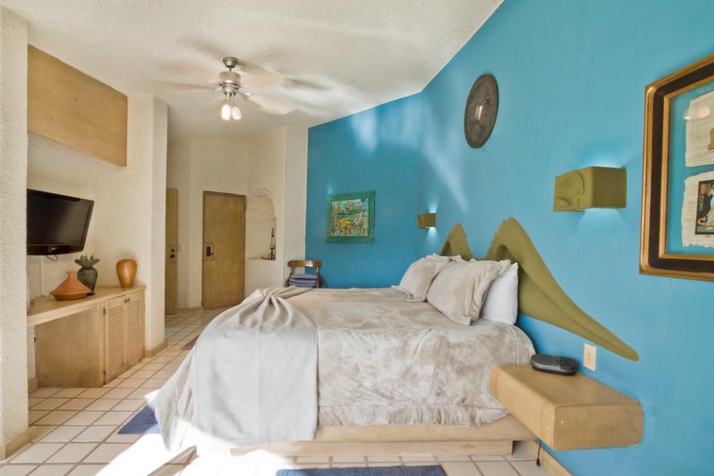 master bedroom of terrasol beach resort home for rent in cabo san lucas