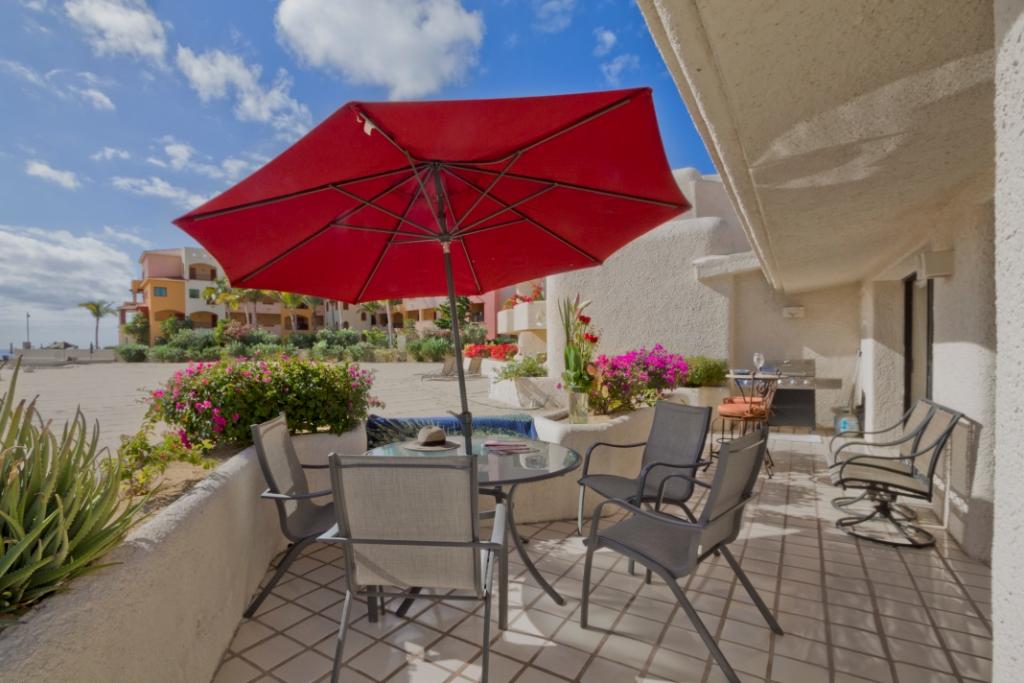 patio of terrasol beach resort condo for rent in cabo san lucas mexico