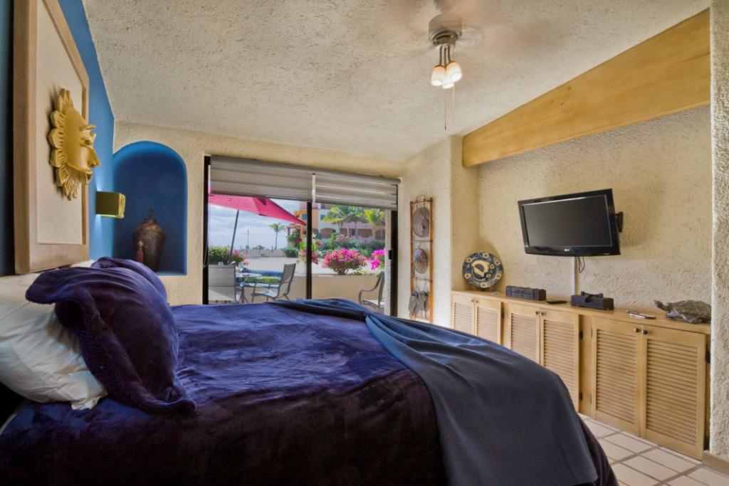 master bedroom of terrasol beach resort condo for rent in cabo san lucas