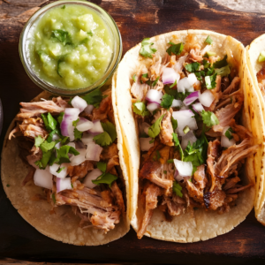 Auténticos tacos mexicanos callejeros con salsa fresca y cilantro. Cocina local destacada en la guía gastronómica de Cabo y una visita obligada cuando se exploran los restaurantes de Cabo San Lucas.