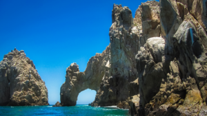 Panoramic view of the Arch in Cabo San Lucas, a frequent backdrop for Hollywood film productions.